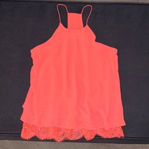 Chiffon coral tank top